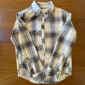 Abercrombie & Fitch Flannel Plaid Button-Up Shirt in Brown and Cream